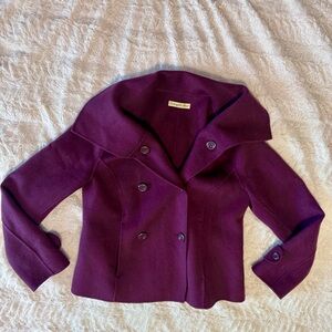 Vintage Cambridge Dry Goods Plum Wool Peacoat Shawl Collar Double Breasted small